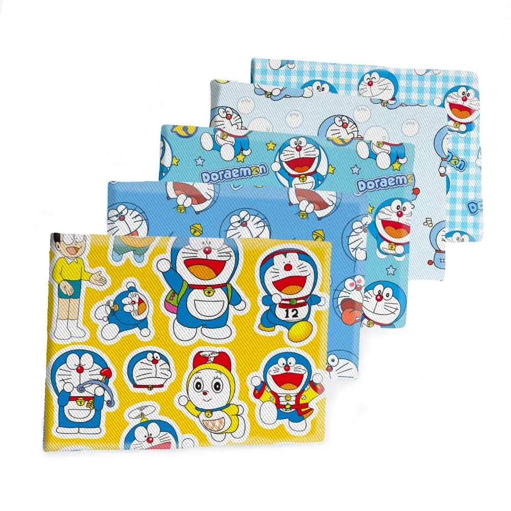 Japanese Cartoon Doraemon Character Pattern Printed Twill Fabric for Patchwork Quilting Fabrics