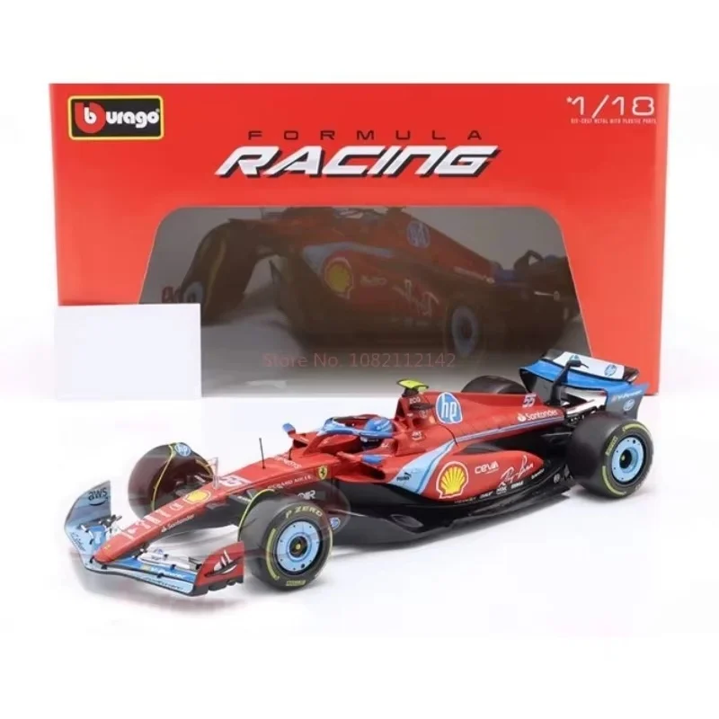New Bburago 1:18 Ferrari SF-24 Miami GP F1 SF-24 16# Leclerc 55# Sainz FORMULA1 Car Die-cast Model Alloy Car Collection Toy Gift