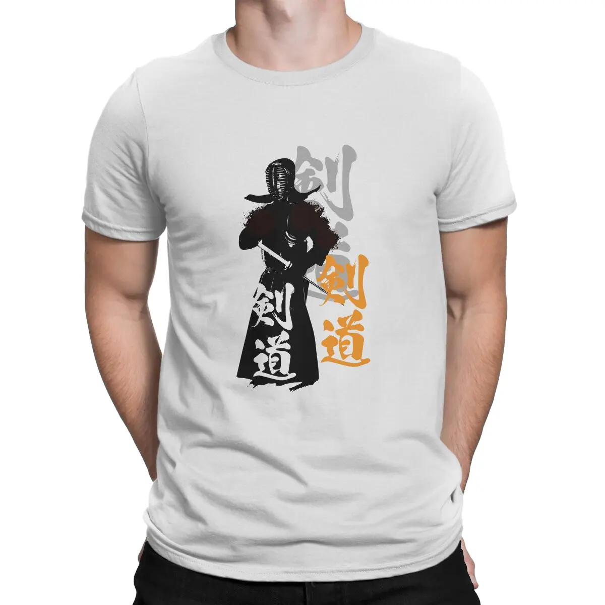 KENDO T-Shirt Kanji and Silhouette T Shirt Fashion Men's Tshirt O-Neck