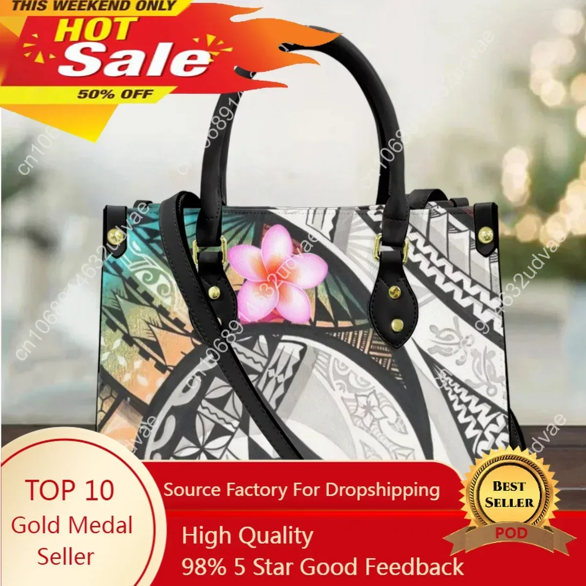 Polynesian Tribal Plumeria Design Cross Body Bags for Women Small Leather Female Handbags Fashion Top-handle Totes Bolsa Femme