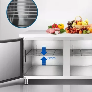 Commercial Dual Temperature Workbench Refrigerator Freezer 1800x600x800mm Direct Cooling 110V 220V with Backsplash - Image 4