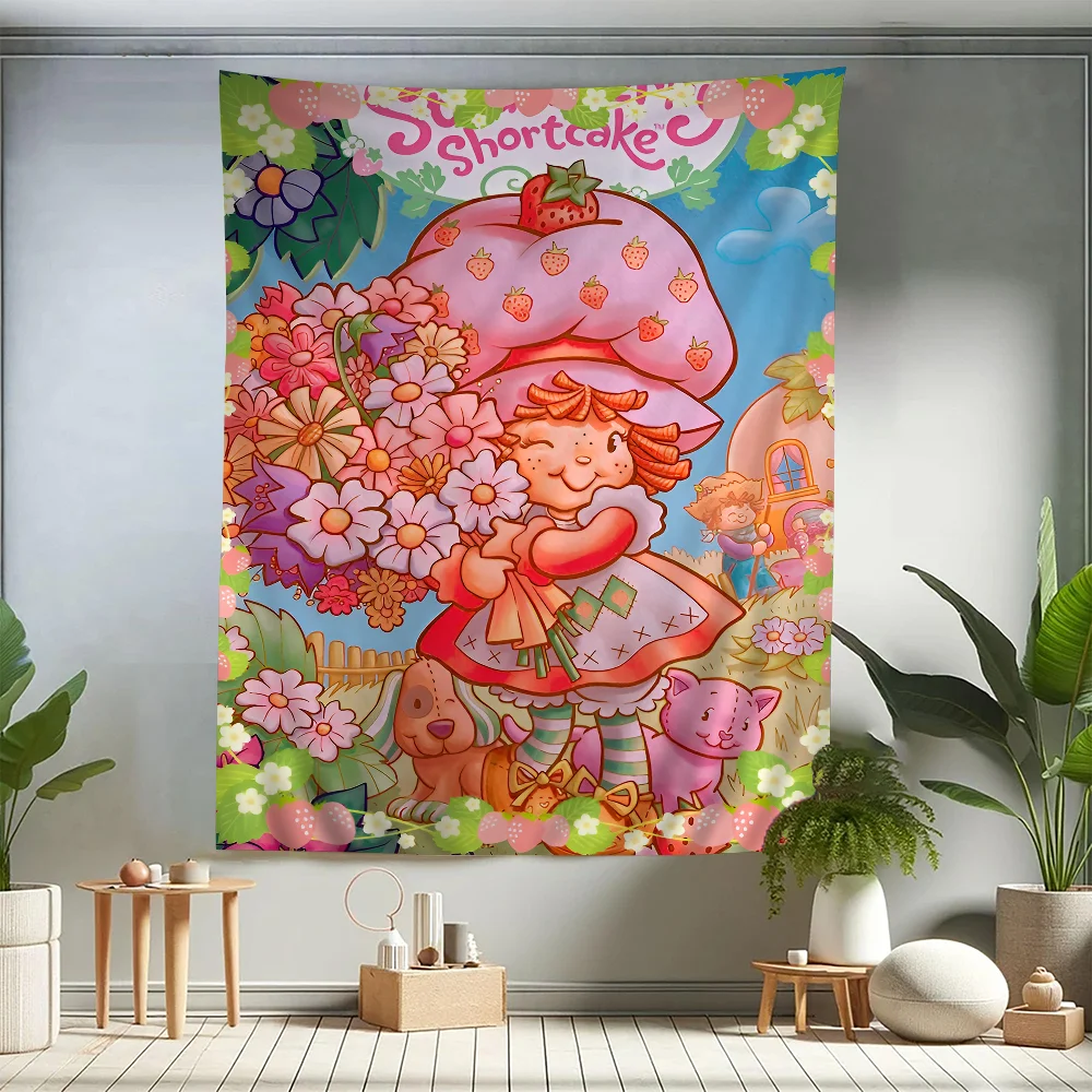 

Cartoon S-Strawberry S-Shortcake Cute Hanging Bohemian Tapestry Home Decoration Hippie Bohemian Decoration Divination Hanging