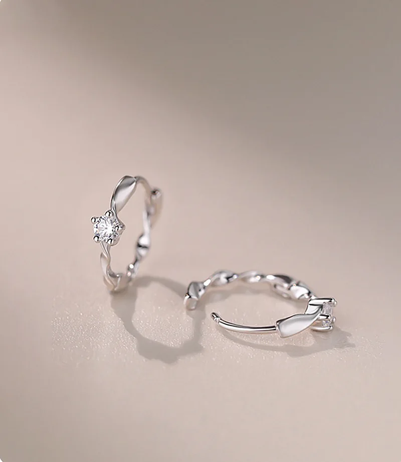 Möbius-Streifen aus 925er-Sterlingsilber, Zirkon, gewellt, gedrehte Ohrringe, luxuriöse Damen-Verlobungszubehör, Schmuck, verhindert Allergien – Detail 12