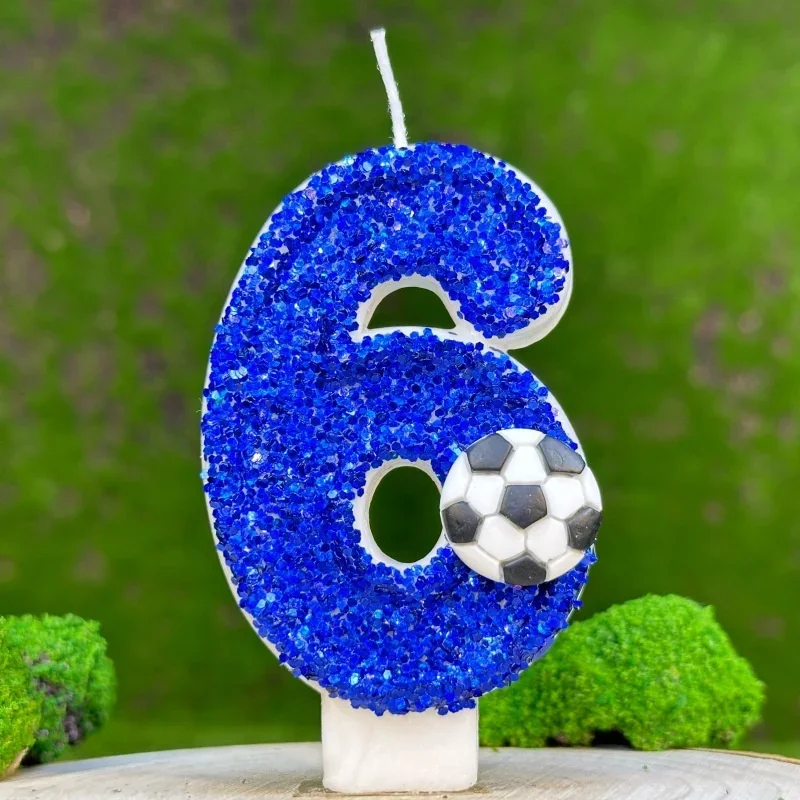 Blaue große Kerzen Fußball Geburtstag Dekoration Geschenke Kinder für Gäste Kerze Nummer Junge Halloween Party Erinnerungen Lampe Kerze