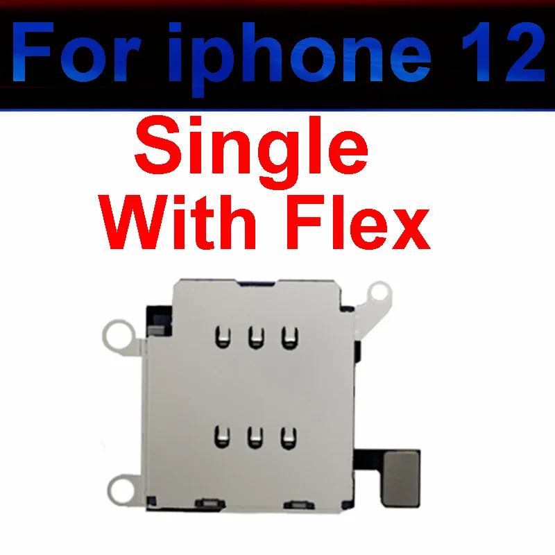 Sim Card Tray For iphone 12 13 Pro MAX 12 13 mini Dual Single Sim Card Slot Reader Holder Connector Flex Cable Repair Part