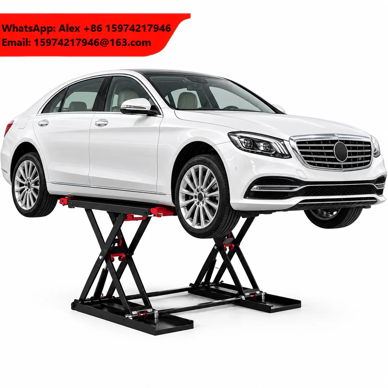 Jingli YD-A2 Portable Scissor Car Lift 3.5 Ton Hydraulic Mid Rise Hoist 1.6m Lifting Height CE Certified Space Saving