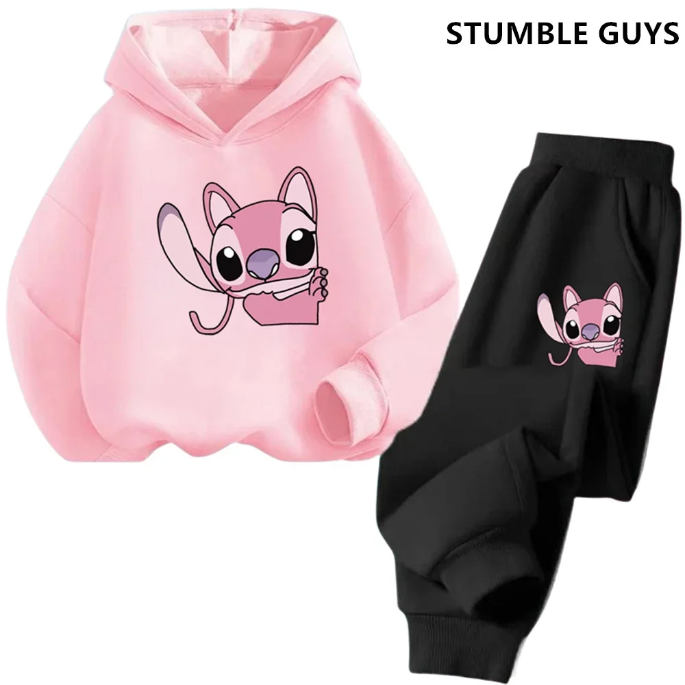 Cartoon Anime Graphic Stitch Hoodie Trucksuit Boys Girls Print Hoodies 3-14 Years Children Clothes Long Sleeve Sweatshir