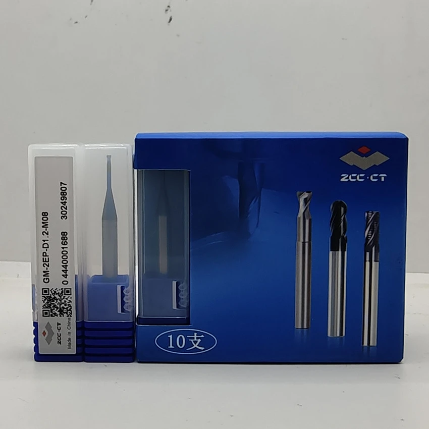 GM-2EP-D1.2-M08 ZCC.CT GM-2EP Two edge straight shank long neck short edge flat end mills D1.2*8*50 2T 2 Flutes Flat End Mills