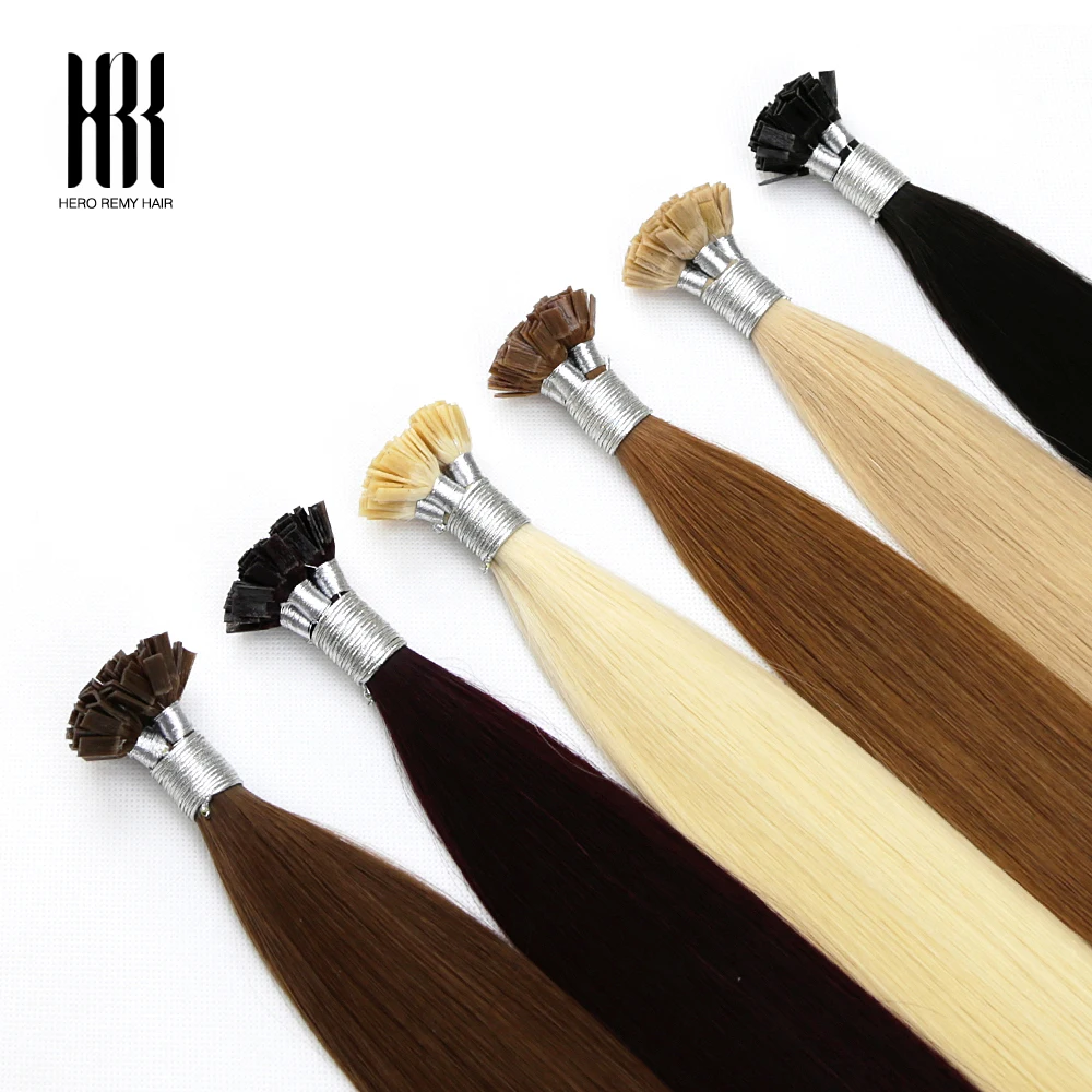 

Hero Remy Hair Fusion K Tip Virgin Human Hair Extensions Natural Straight Keratin Glue On Capsule Tipped 1g/strand 16-22 Inch