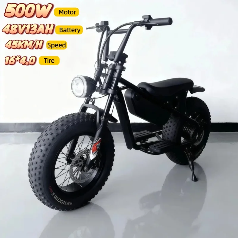 Small Beach Electric Motorcycle 500W Motor 48V 13AH Lithium Battery Electric Bike 45km/h off Road Riding Entertainment E-Bicycle image 1