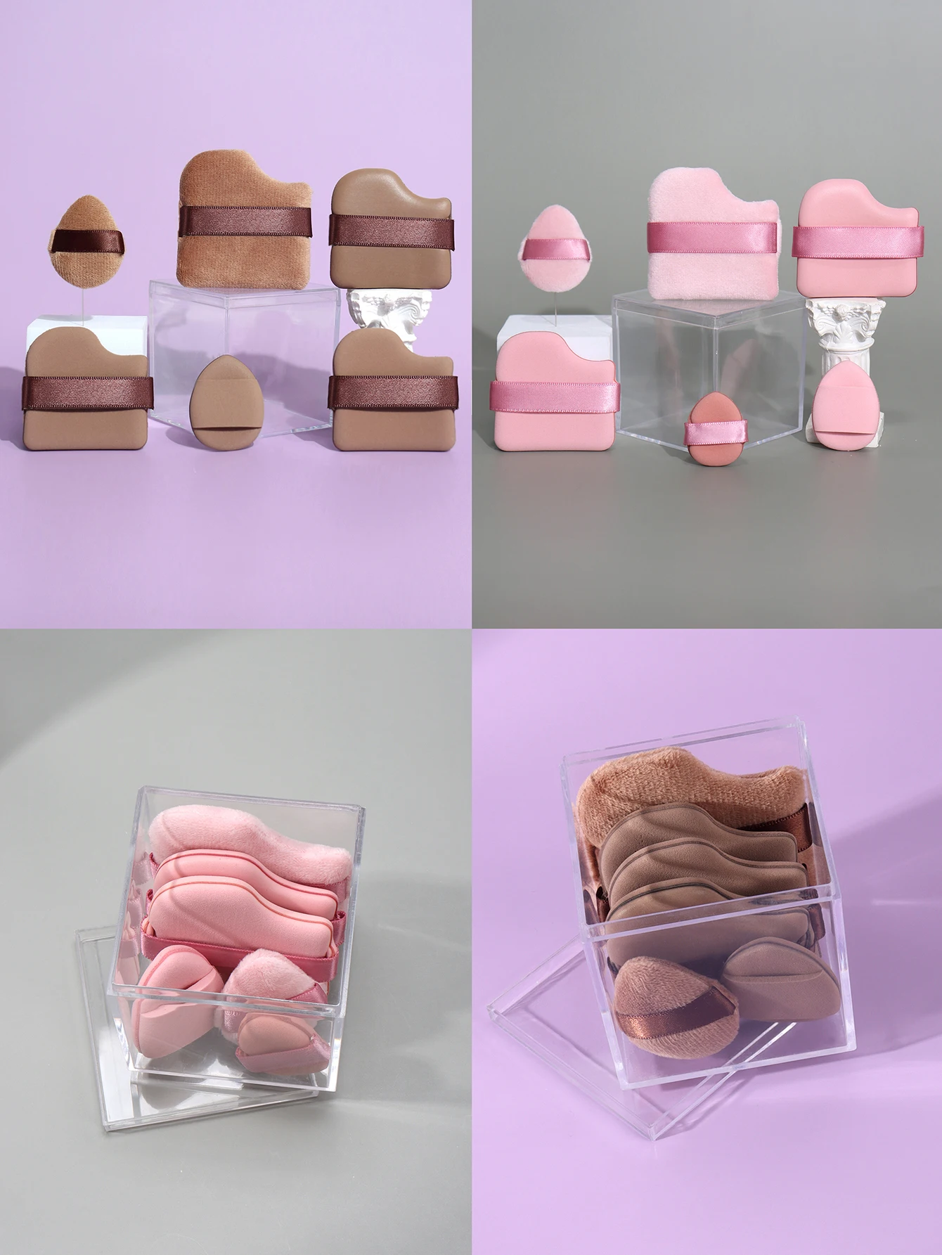 6/12 Pieces Chocolate Biscuit Powder Puff Finger Powder Puff for Wet and Dry Use
