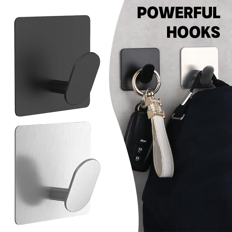 Ganchos de acero inoxidable para bata de baño, adhesivo fuerte para colgar en la pared, perchero multiusos, soporte para toalla