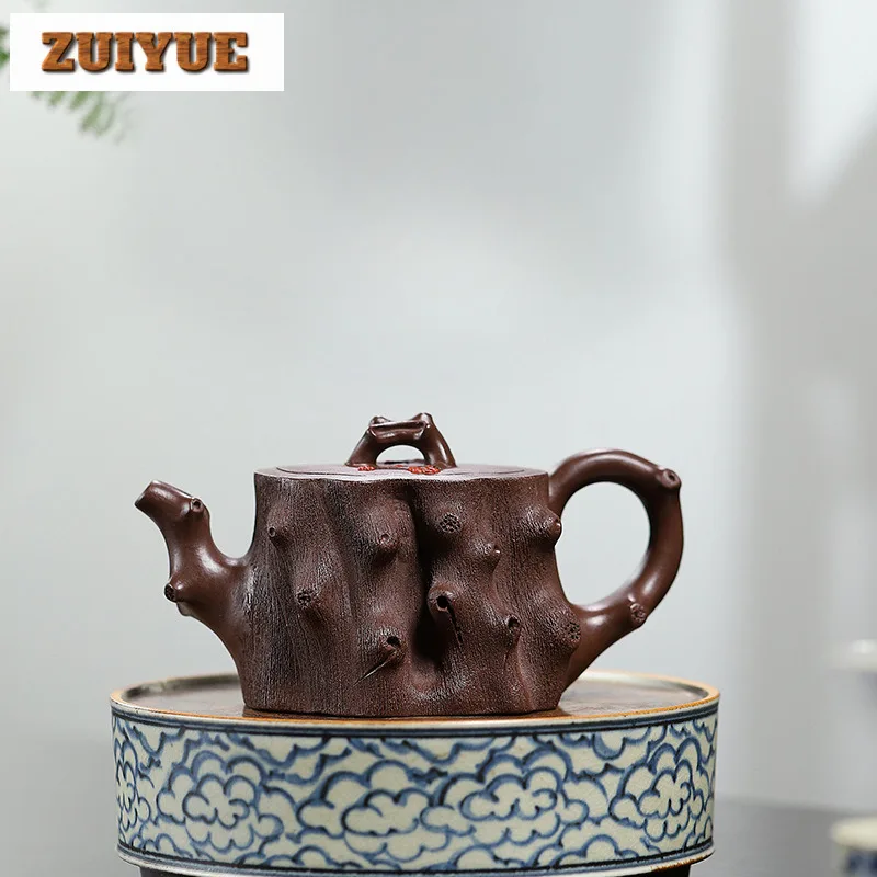 250ml Yixing Purple Clay Teapots Handmade Antique Plum Blossom Stump Pot Raw Ore Purple Mud Kettle With Filter Zisha Tea Set For