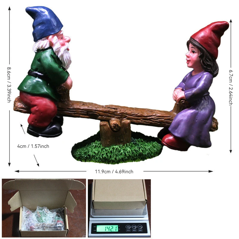 Dwarf Seesaw Creative Garden Micro Landscape Decoration Small Ornaments Christmas Resin Crafts Home Decoration Accessories