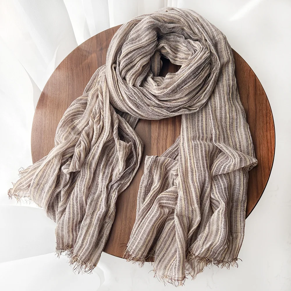 

Cotton Linen Striped Scarf for Men Autumn Winter Men's Scarves Soft Warm Neckerchief Male Accessories Bufandas Shawls
