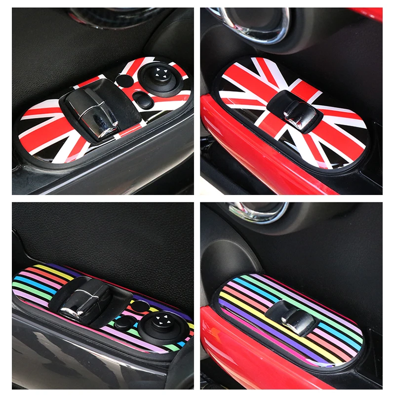 2PCS Car Door Window Lift Control Switch Panel Stickers For Mini Cooper F56 Car Accessory Decals Interior Protection Decoration
