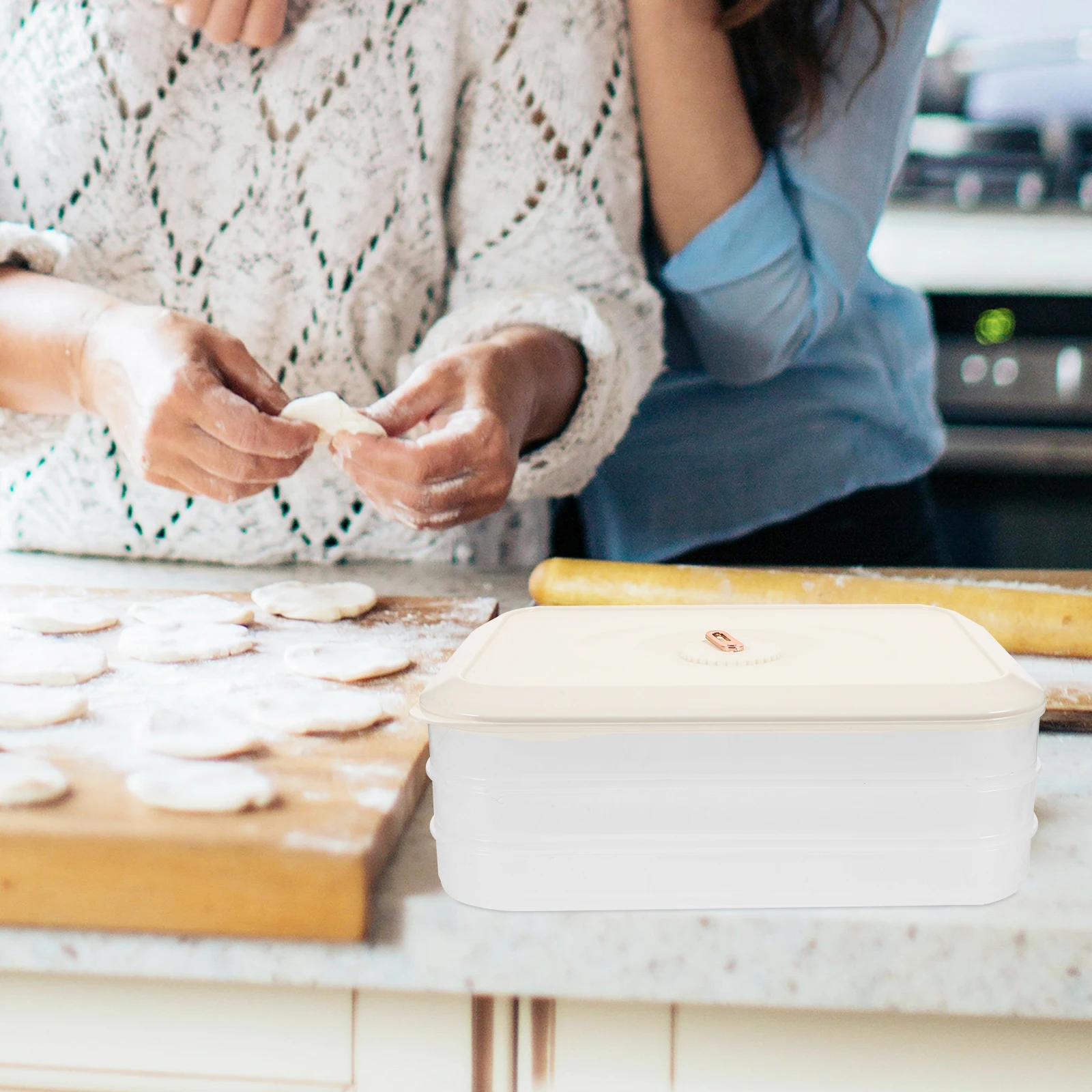 

Dumpling Storage Container Three-Tier Refrigerator Freezer Storage Box Airtight Seal Microwave Safe Food Organizer