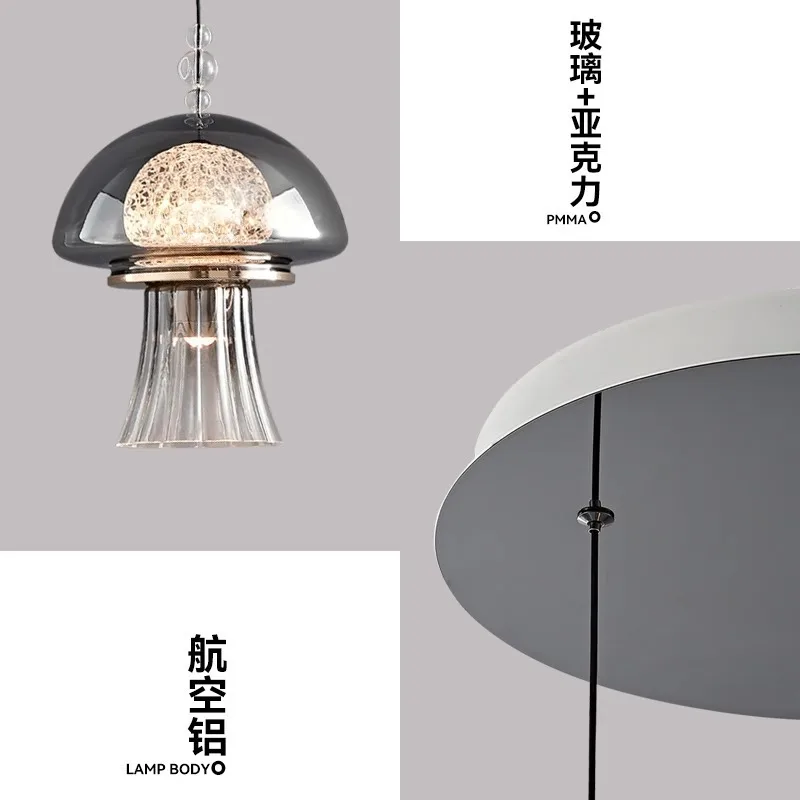 Italian Minimalism LED Pendant Light Creative Jellyfish Glass Ceiling Chandelier Parlor Bedroom Bedside Table Luxurious Decorate