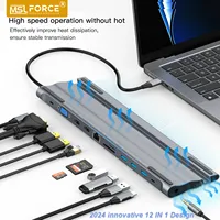 2 in 1 MST Docking Station USB Hub Multi 3 0 C Type A HDMI-Compatible VGA Dual HDMI 4K Extensor RJ45 Adapter Dock Laptop Stand