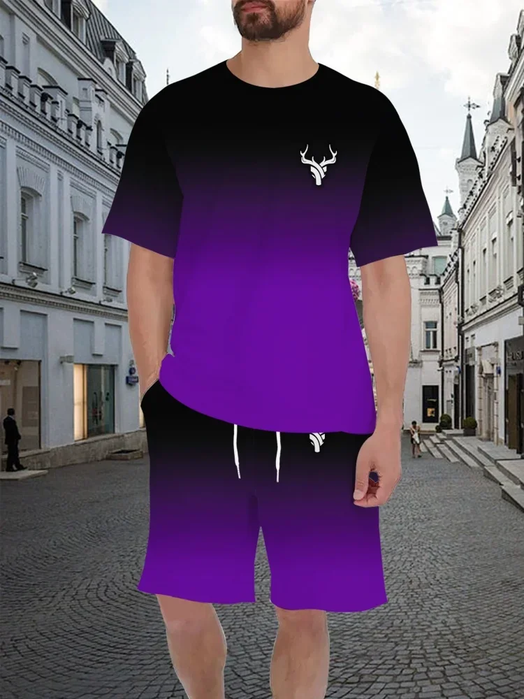 

New Summer Street Men's Suit Sportswear Men's Oversized Clothing 3D Print T-Shirt Shorts Men's Simple Clothing Fashion Suit