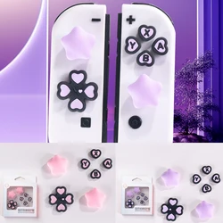 Pink Purple Love Silicone Soft D-pad Cross Button ABXY Key Sticker Skin Case For Switch Oled Joy-con Thumb Stick Grip Cap Cover