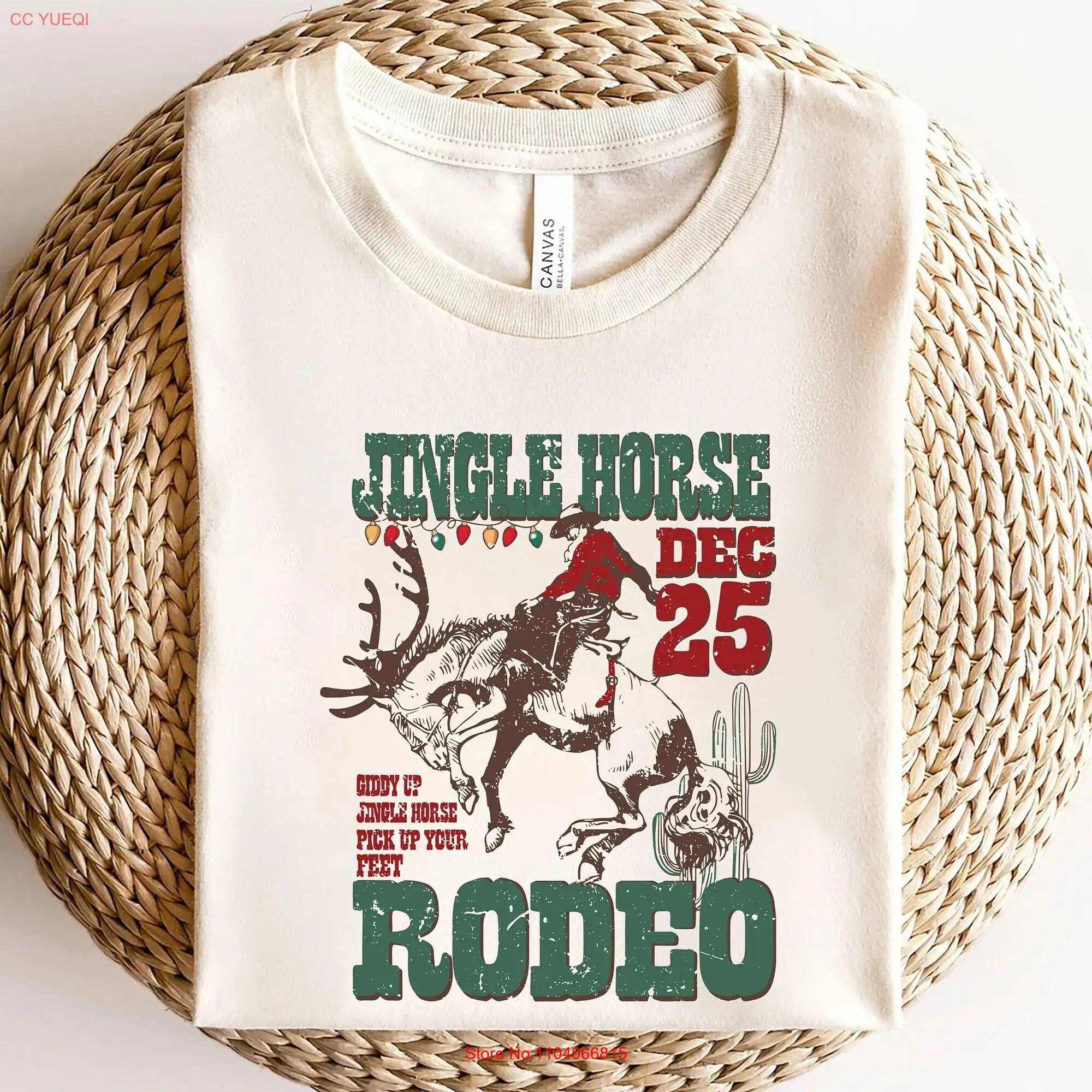 

Спортивная футболка Jingle Horse Rodeo, ковбойская Рождественская футболка с длинным или коротким рукавом в западном стиле