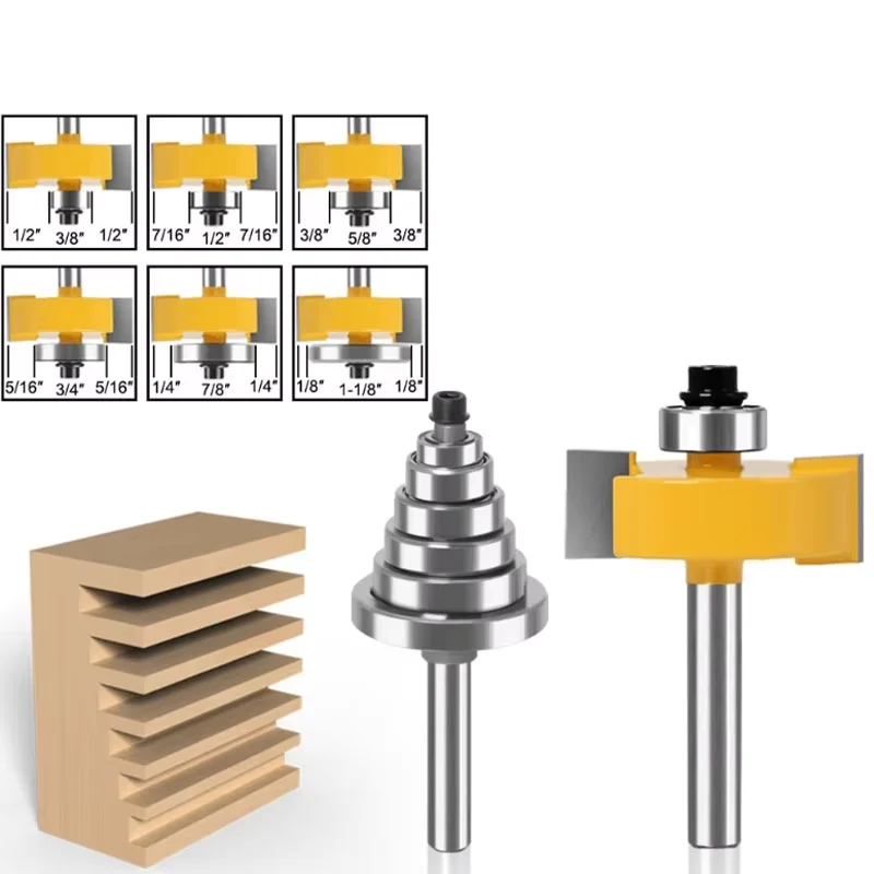 

6.35, 8, 12mm shankRabbet Router Bit with 6 Bearings Set -Woodworking cutter Cutter for Woodworking Tools