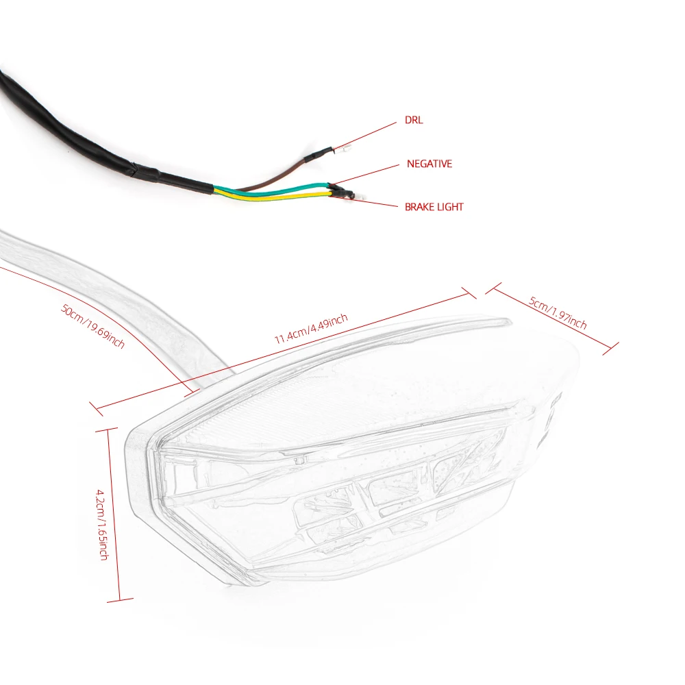 Rear Motorcycle LED Tail Brake Light Electric Vehicle License Plate Lamp Daytime Running Light Warning Lights Fender Small Lamp