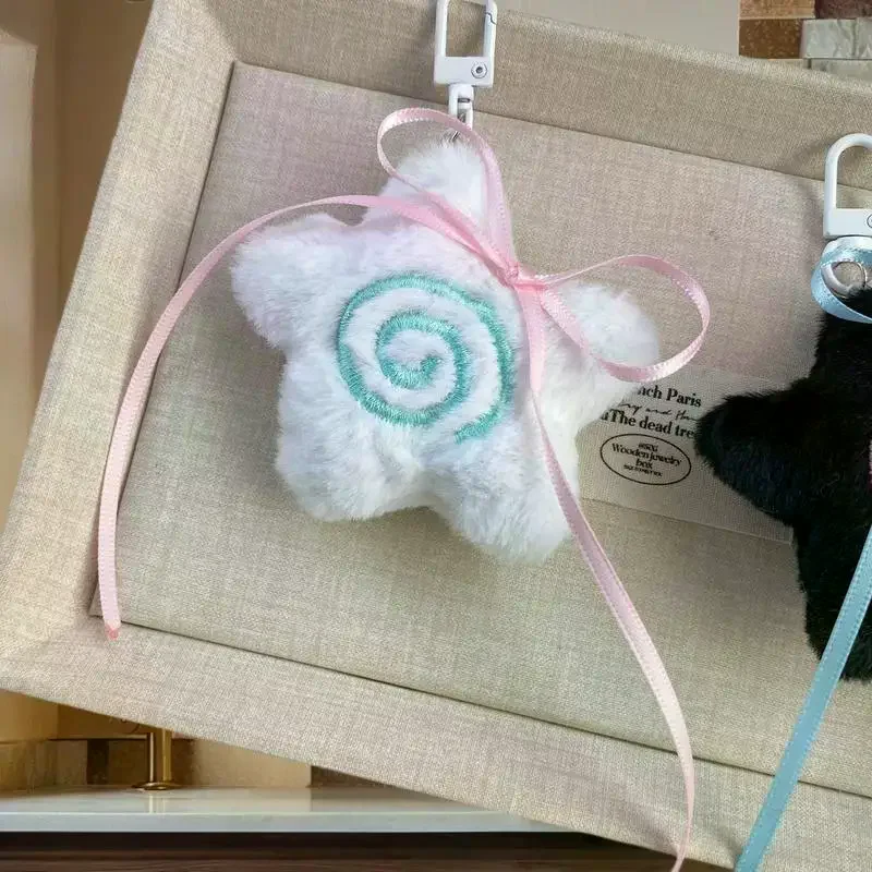 INS Style Ribbon Bow Star Fish Board Plush Pendant Keychain Kawaii Backpack Hanging Ornament Decoration Accessories Gifts