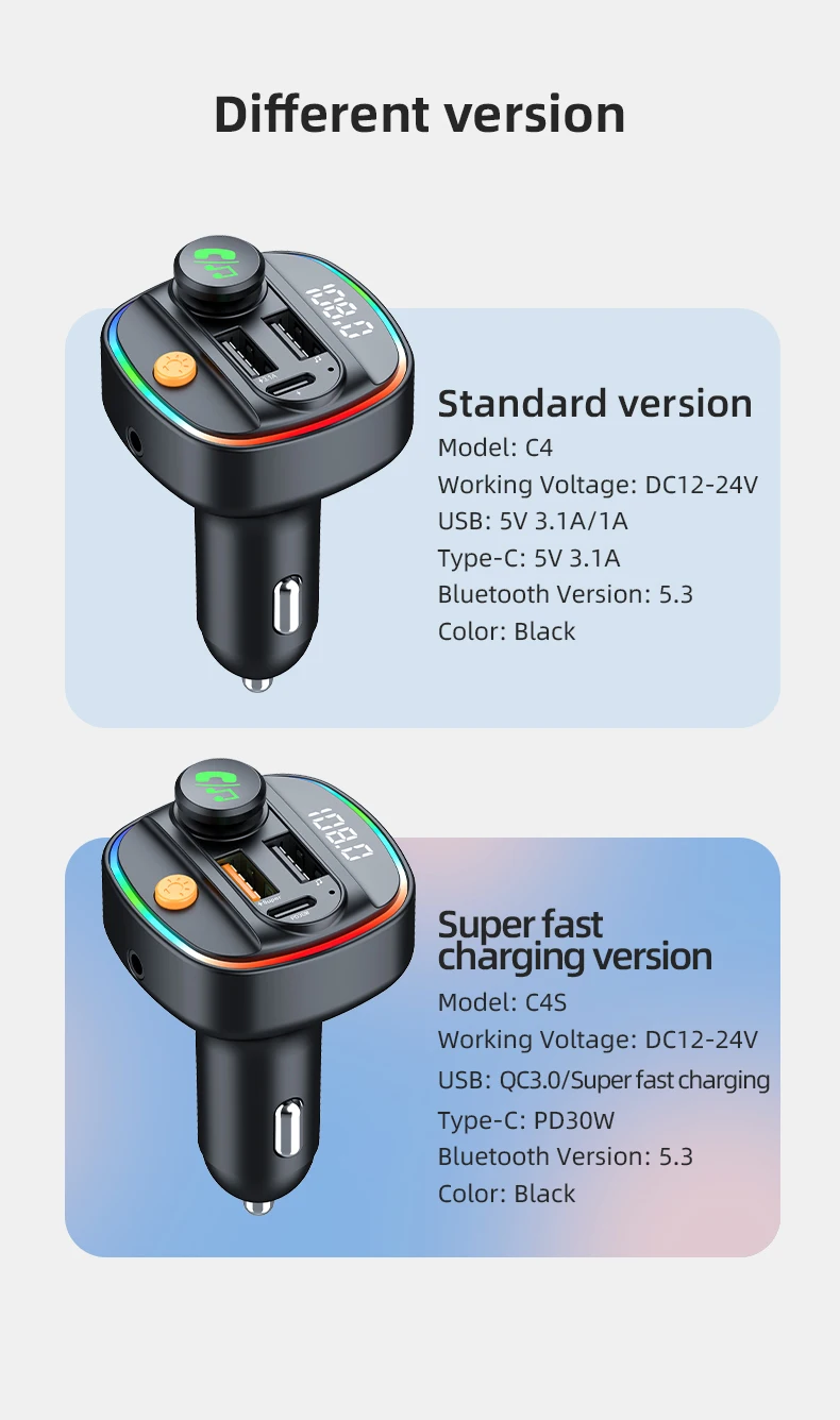 Bluetooth 5.4 FM-Transmitter, Freisprecheinrichtung, Auto-AUX-Radio-Modulator, MP3-Player mit 22,5 W und PD30 W Schnellladeadapter, Autozubehör – Detail 10