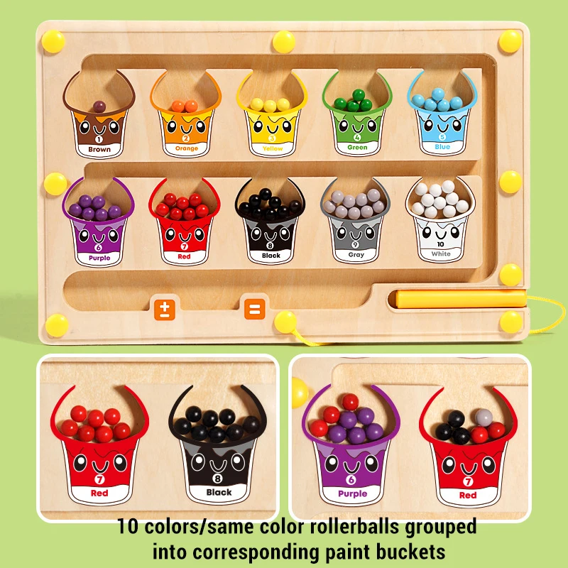 Jeux d'apprentissage et de comptage Montessori, jouets pour l'éducation précoce, stylo magnétique, jeu de balle mobile, tri des couleurs, jouets éducatifs sensoriels