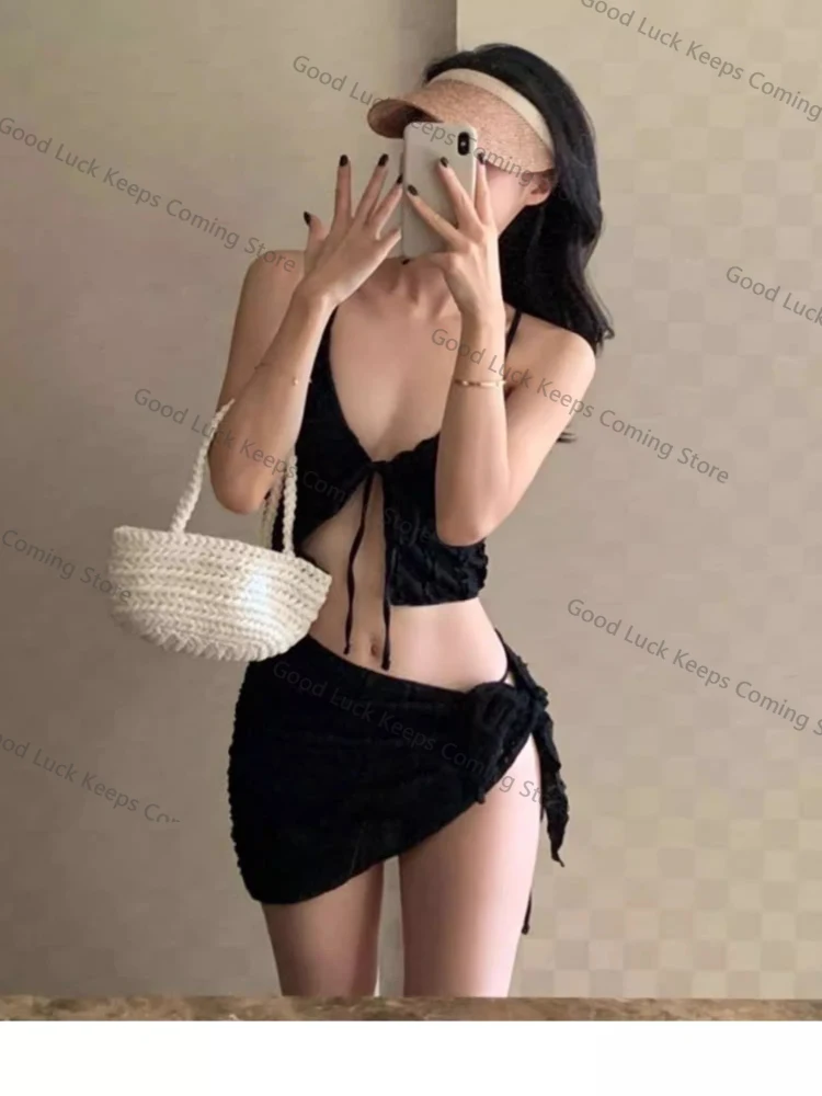 Damen-Bikini-Badeanzug, T-Shirt-Set, schlankmachendes Cover-Up Vaion, thermisch, separater sexy Badeanzug, V-Ne, Polyester, Spandex