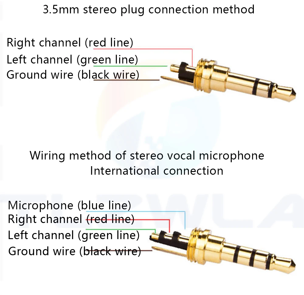 Copper 3/4 Pole 3.5MM Plug Male Headphone Jack with Clip 3.5MM Stereo Audio Connector for 4mm Cable Adapter