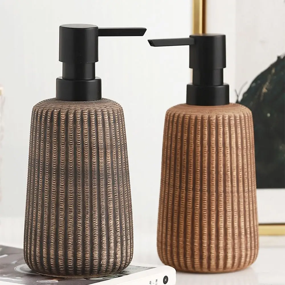 Practical Refillable Ceramic Soap Dispenser Vintage Brown Hand Wash Dispenser Creative Save Soap Liquid Storage Container Toilet