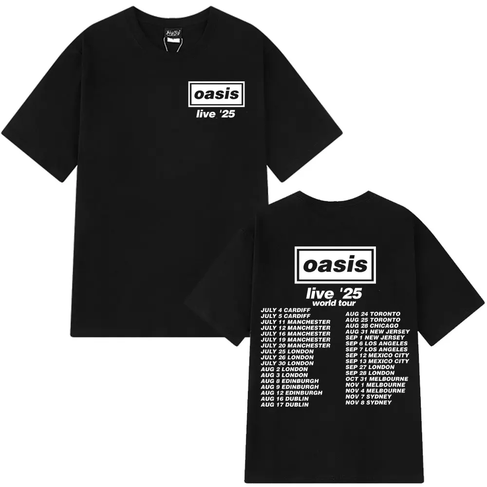 

Британская рок-группа O-Oasis Live 25 Tour Футболка Мужчины Женщины Готическая Винтажная футболка большого размера Мужчины Женщины Хлопковые футболки с коротким рукавом
