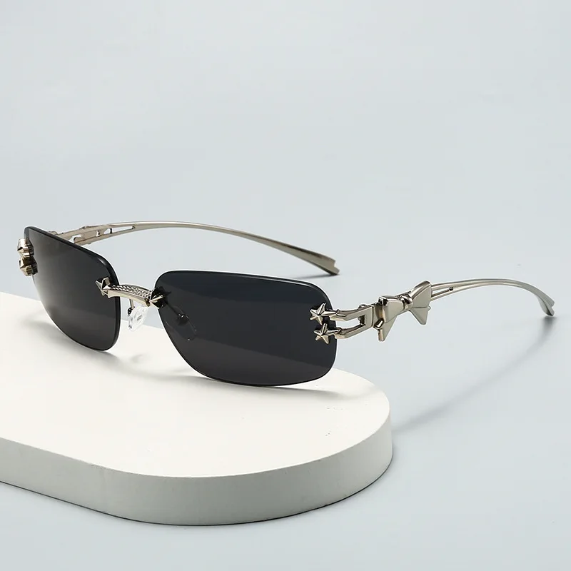 1 pz occhiali da sole da donna alla moda da uomo occhiali da sole rettangolari personalizzati senza cornice per la vita quotidiana occhiali da sole vintage UV400