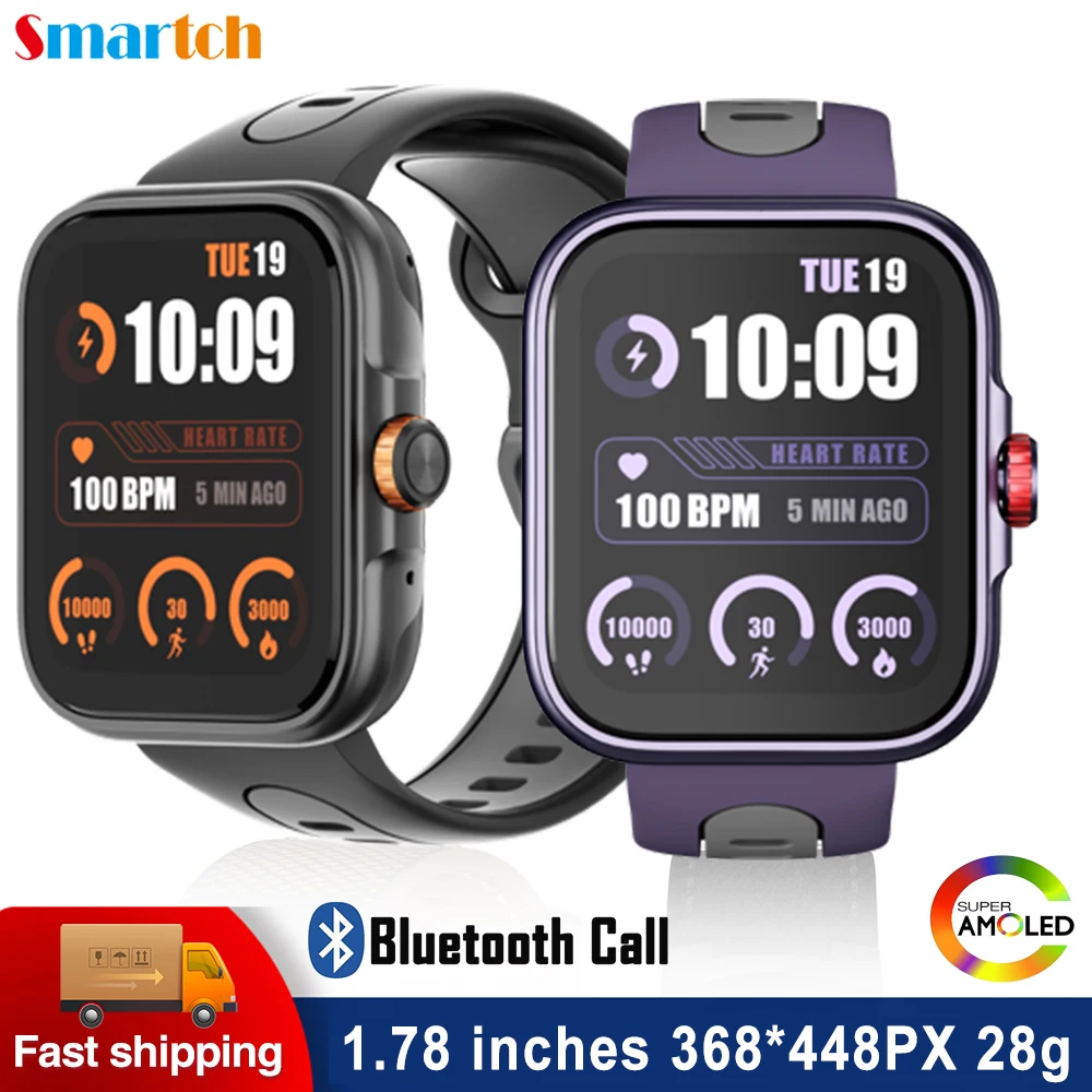 1.78' AMOLED HD Screen Smartwatch Women Smart Watches Men GPS Motion Track Outdoor Sports Sleep Heart Rate Monitor Waterproof