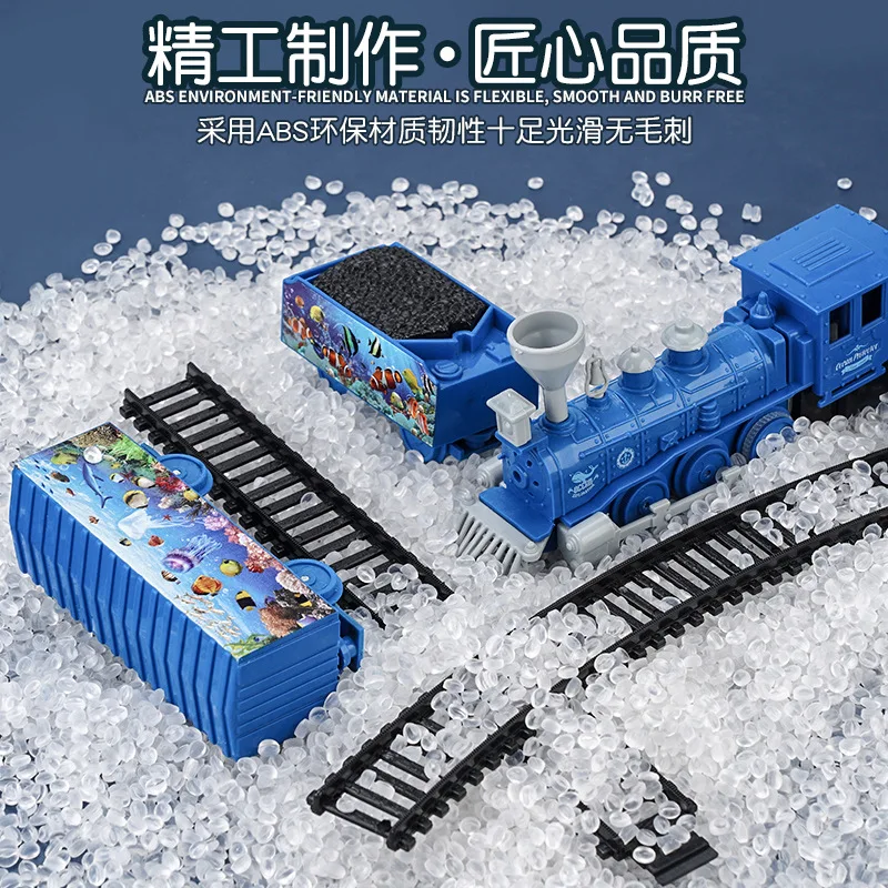 Ocean Sightseeing Zug DIY Montage Ocean Rail Car Track Set Kinderspiel zeug Weihnachten Rail Zug