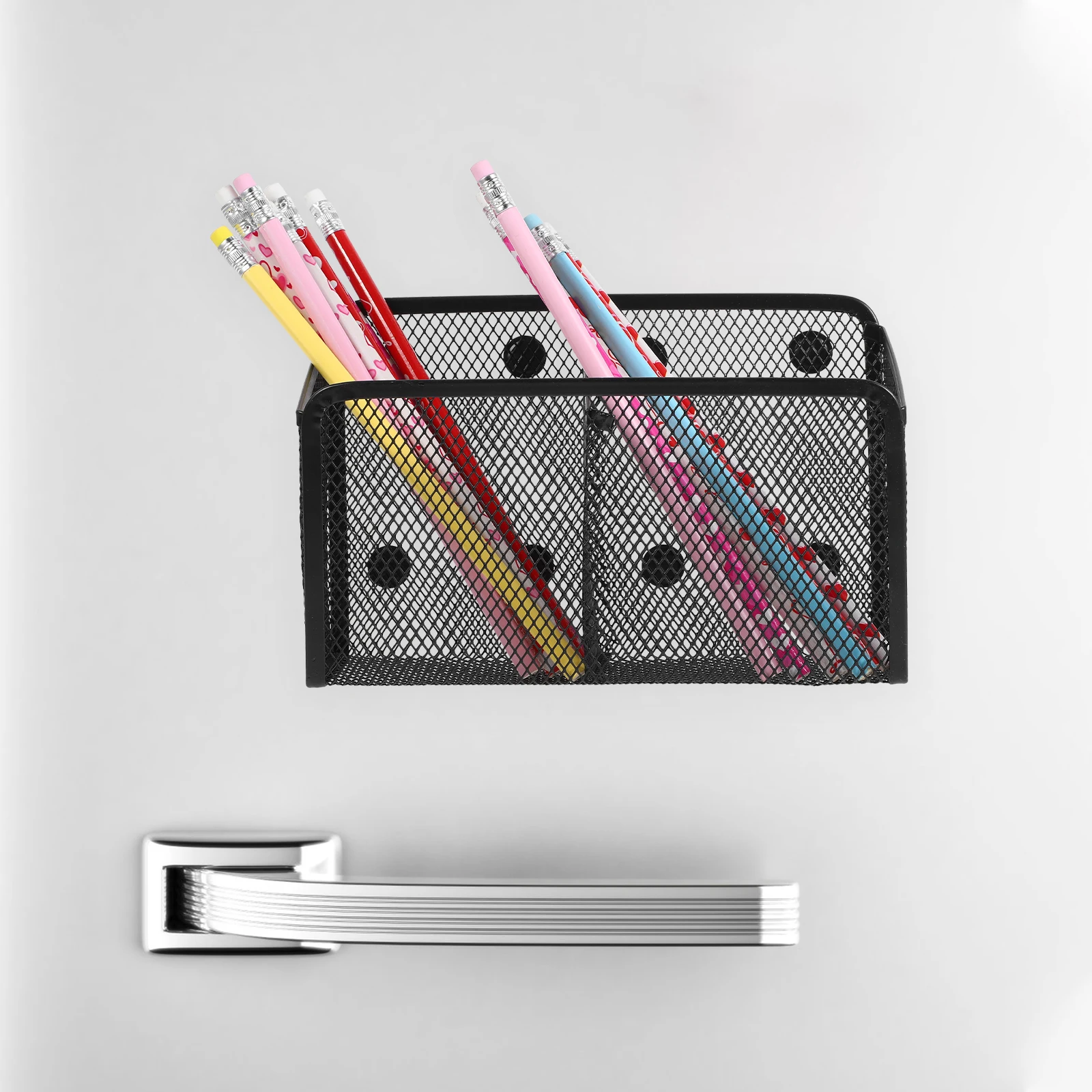 3pcs Magnetic Pencil Holder Storage Box Metal Mesh Cup For Whiteboard Refrigerator Locker Classroom School Office Organizer