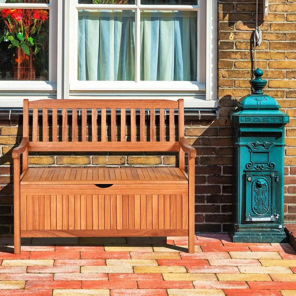 33 Gal Outdoor Storage Bench Deck Box Patio Storage Loveseat w/Removable