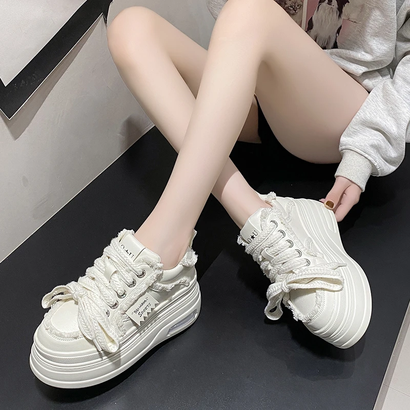 Fashion Autumn Walking Sneakers High Platform Shoes Spring Thick Sole Casual Breathable Women Shoes Chunky Sports Sneakers