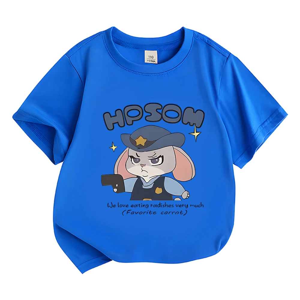 

Zootopia Judy Love Carrot Graphic Print O-Neck Tee-shirt for Boys/Girls Casual Loose Anime Short Sleeve Tops Tees Kids Clothes