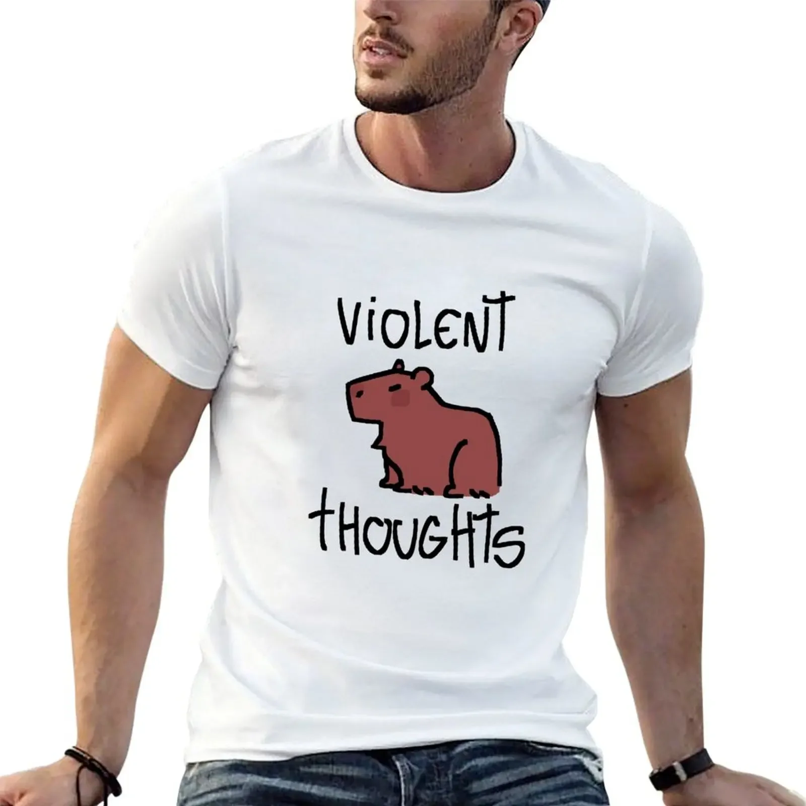 

violent capybara T-Shirt vintage clothes animal prinfor boys black t shirts for men