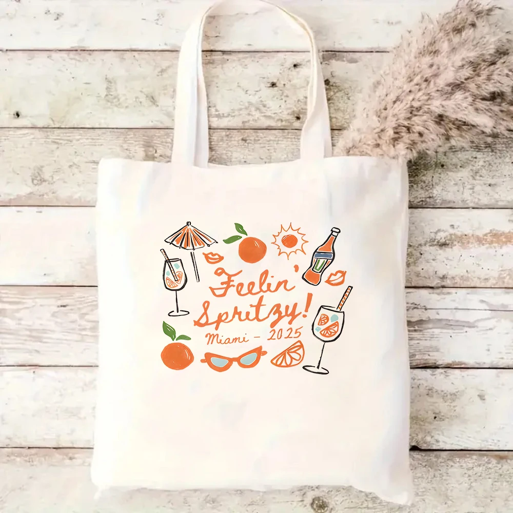 

Feelin Spritzy Miami Canvas Tote Bag Summer Party Shoulder Bag