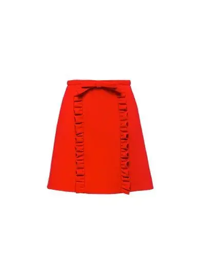 

Spring High Waist Illusory Slimming Half Skirt with Bow Decoration on Both Sides in Red Knot Decorated Skirt