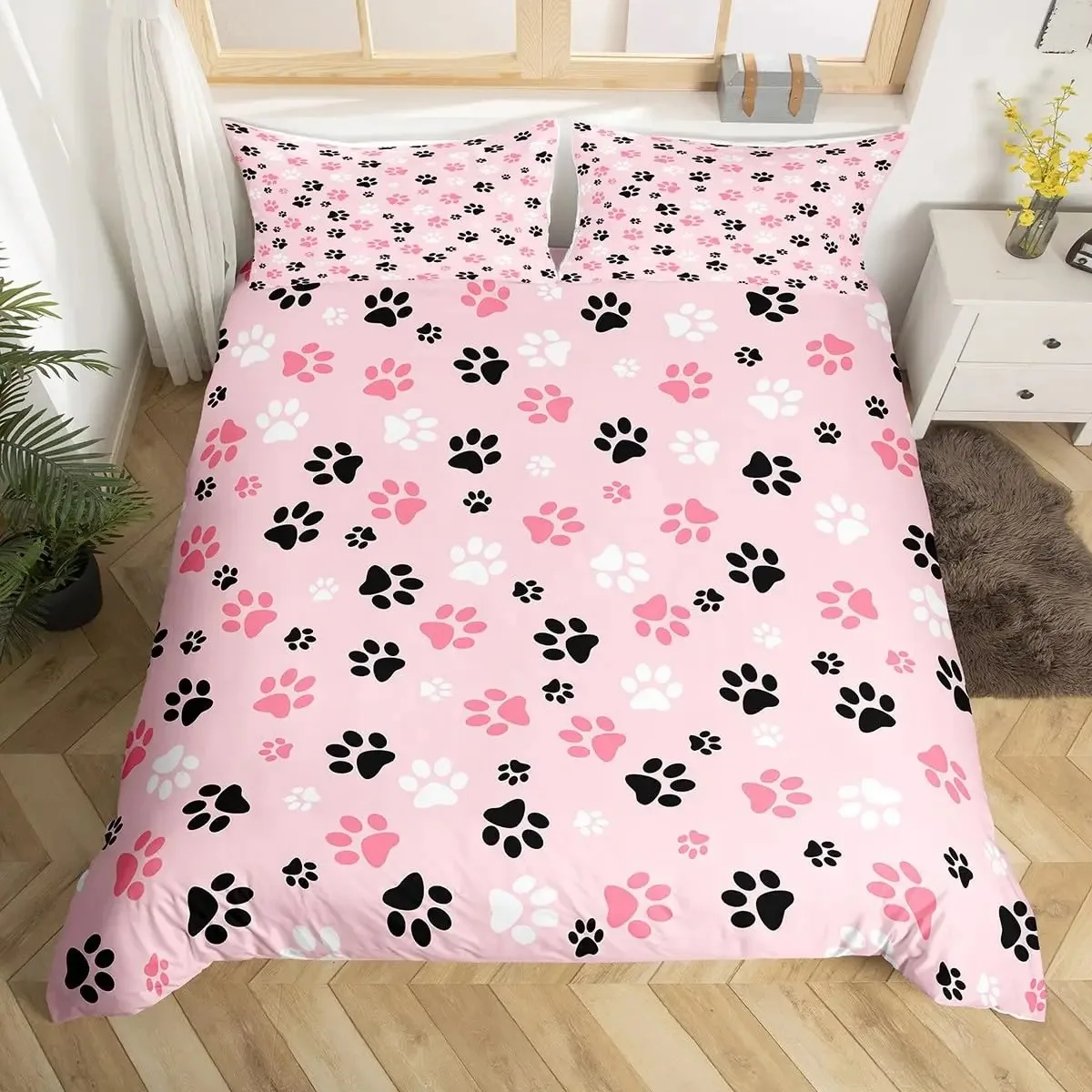 

Комплект постельного белья с 3D принтом собачьей лапы King Purple Galaxy Puppy Footprint Пододеяльник Домашние животные Тематический комплект пододеяльников