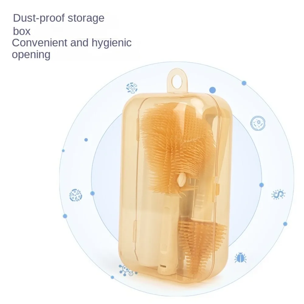 مجموعة فرشاة زجاجات الأطفال بمقبض طويل مع صندوق متعدد الأغراض لتنظيف زجاجات الأطفال، مجموعة أدوات غسيل دوران 360 درجة