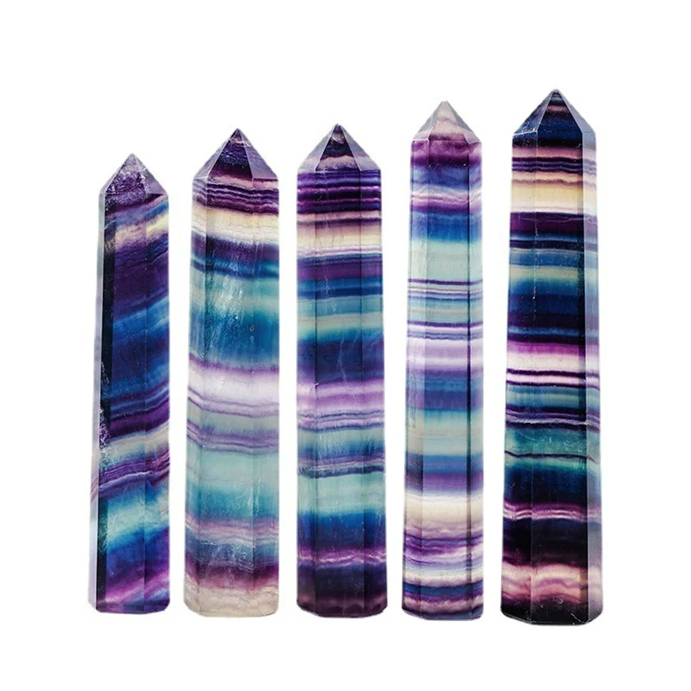 Natural Crystal  Colorful Fluorite Obelisk Healing Stone Natural Quartz Home Decor Reiki Polished Point Stone Decoration Crafts