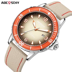 22mm High Quality Leather Strap Casual Watch for Men Diving Sports Watch Luminous Date Quartz Wrist Watch Waterproof Man Clock