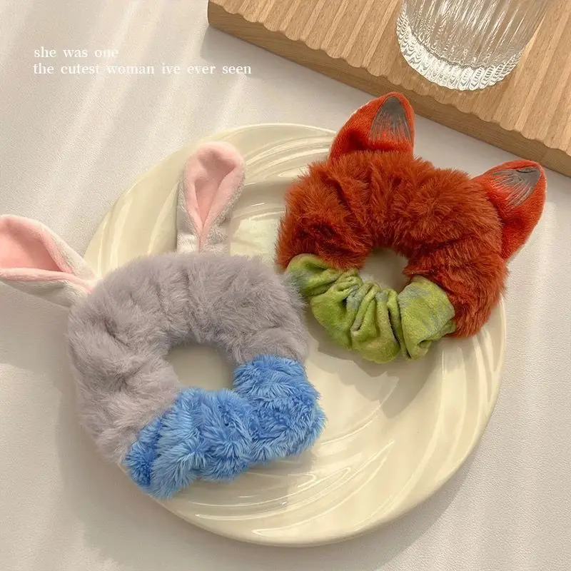 Zootopia Hair Band Cartoon Judy Nick Nick Wilde Plush Fur Ears Hair Rope Kawaii Cute Girl Headwear Birthday Gift